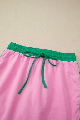 Bonbon Colorblock Edge Drop Shoulder T Shirt and Skort Set