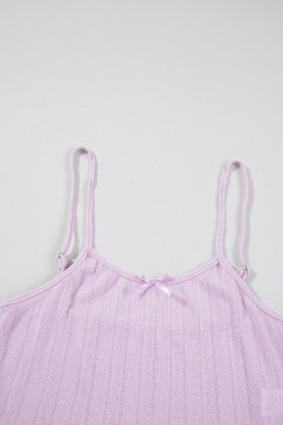 Orchid Petal Delicate Texture Cropped Cami Shorts and Cardigan 3pcs Lounge Set