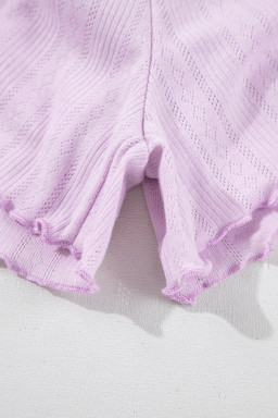 Orchid Petal Delicate Texture Cropped Cami Shorts and Cardigan 3pcs Lounge Set