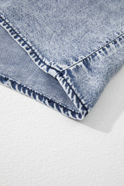 Ashleigh Blue Smocked Neck Frill Denim Sleeveless Top