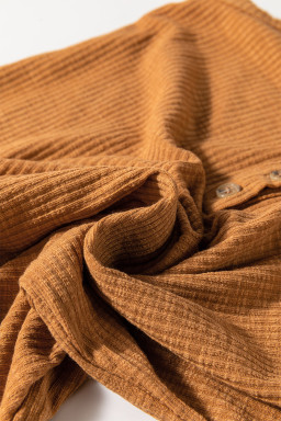 Straw Yellow Ribbed Front Knot Buttoned Thin Strap Cami Top