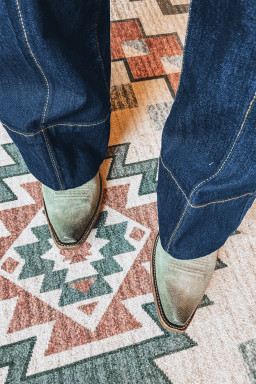 Sail Blue Center Seam Deep Washed Straight Jeans