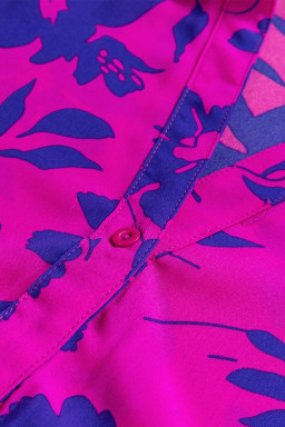 Rose Floral Print Collared Flutter Sleeve Blouse