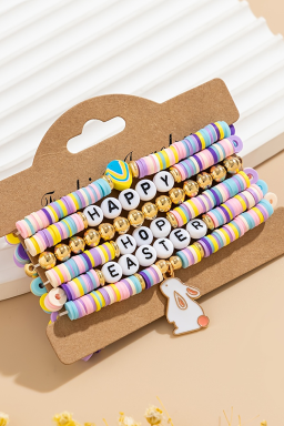 Gold HAPPY HOP EASTER Beaded Bracelet Set
