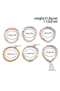 Gold HAPPY HOP EASTER Beaded Bracelet Set