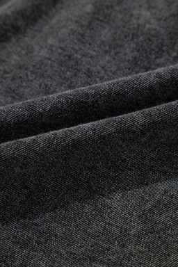 Black Flap Pocket Button Up Raw Hem Short Sleeve Denim Shirt