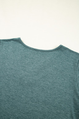 Mist Green Crisscross V Neck Flutter Sleeve T Shirt