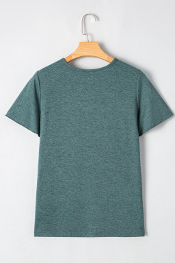 Mist Green Crisscross V Neck Flutter Sleeve T Shirt