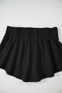 Black Cropped Tee and Ruffle High Waist Skort Set