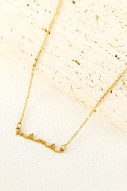 Gold Tiny Mama Script Necklace