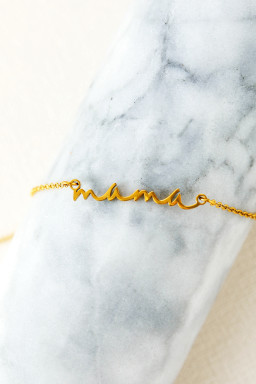 Gold Tiny Mama Script Necklace