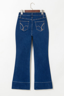 Sail Blue Center Seam Deep Washed Straight Jeans