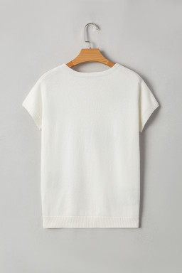 Black Bow Pattern Short Sleeve Knit Top