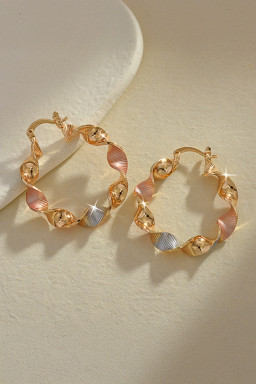 Gold Twisted Round Hoop Earrings