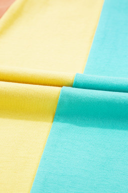 Rose Red Colorblock Ruffle Sleeve Loose Fit T Shirt