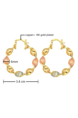 Gold Twisted Round Hoop Earrings