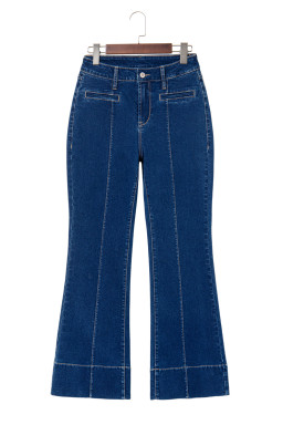 Sail Blue Center Seam Deep Washed Straight Jeans