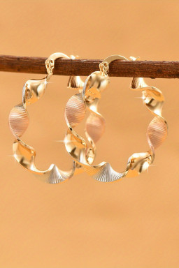 Gold Twisted Round Hoop Earrings