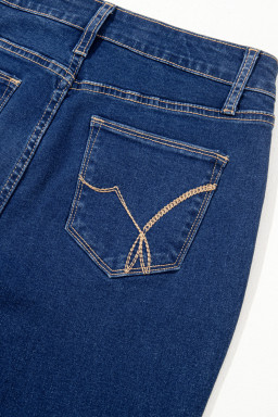 Sail Blue Center Seam Deep Washed Straight Jeans
