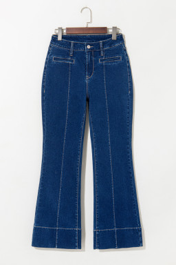 Sail Blue Center Seam Deep Washed Straight Jeans