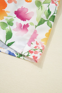 Yellow Allover Floral Print Boxy Fit V Neck Blouse