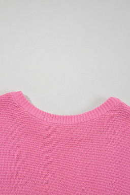 Sachet Pink Solid Color Side Slits Knit Tee