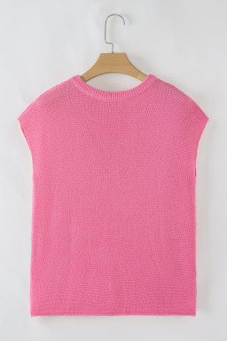Sachet Pink Solid Color Side Slits Knit Tee