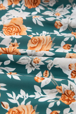 Green Floral Print Trimmed V Neck Sleeveless Vacation Dress