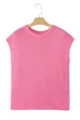 Sachet Pink Solid Color Side Slits Knit Tee