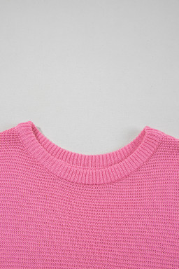 Sachet Pink Solid Color Side Slits Knit Tee