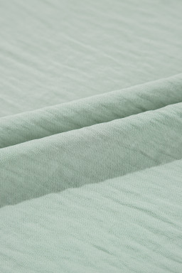 Clearly Aqua Solid Color Ruffle Sleeve Crinkled Blouse