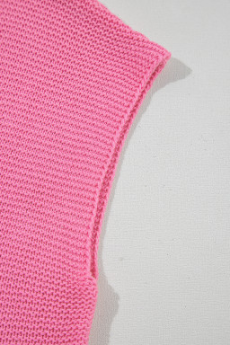 Sachet Pink Solid Color Side Slits Knit Tee