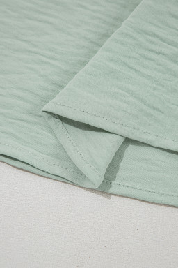 Clearly Aqua Solid Color Ruffle Sleeve Crinkled Blouse