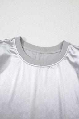 Silvery Solid Sleeveless Round Neck Tee