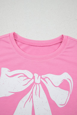 Sachet Pink Bow Casual Sleeveless Tee