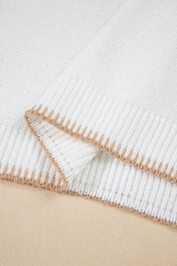 White YEEHAW Contrast Stitch Edge Knit Top