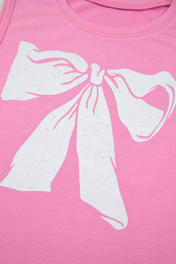 Sachet Pink Bow Casual Sleeveless Tee