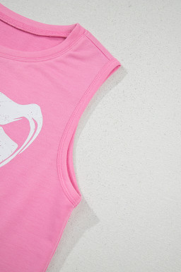 Sachet Pink Bow Casual Sleeveless Tee