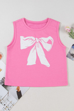Sachet Pink Bow Casual Sleeveless Tee