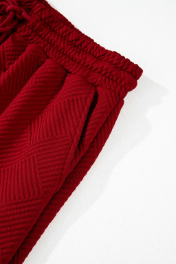 Red Dahlia Textured Loose Fit T Shirt & Drawstring Pants Set