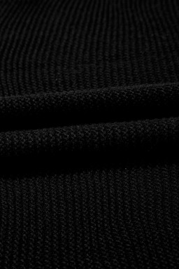 Black Solid Color Side Slits Knit Tee