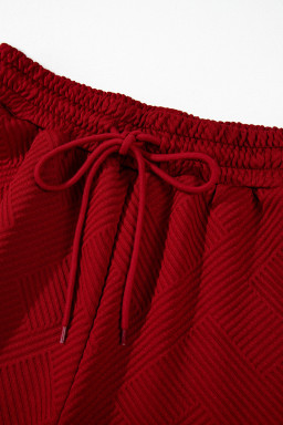 Red Dahlia Textured Loose Fit T Shirt & Drawstring Pants Set