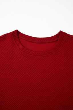 Red Dahlia Textured Loose Fit T Shirt & Drawstring Pants Set