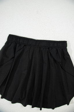 Black Drawstring High Waist Lined Tennis Skort
