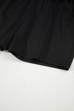 Black Drawstring High Waist Lined Tennis Skort