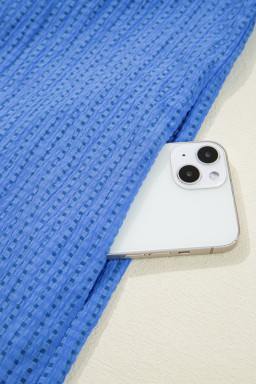 Sky Blue Floral Embroidered Puff Sleeve Plus Size Mini Dress