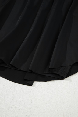 Black Drawstring High Waist Lined Tennis Skort