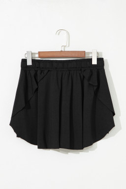 Black Drawstring High Waist Lined Tennis Skort