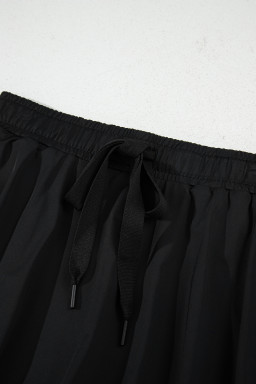 Black Drawstring High Waist Lined Tennis Skort