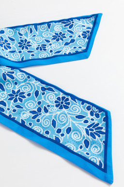 Blue Floral Print Spaghetti Strap Knot Waist Maxi Dress